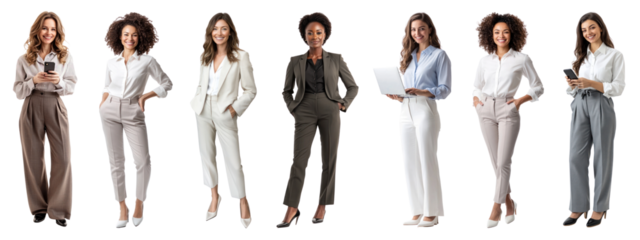 PNG Diverse professional women standing confidently, element set on transparent background