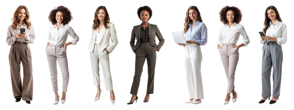 PNG Diverse professional women standing confidently, element set on transparent background
