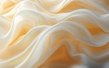 Obraz premium Elegant Draped Cream Silk Fabric Texture Background: Luxurious Soft Waves of Silky Material