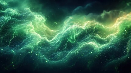 Abstract green and blue nebula cloud texture.