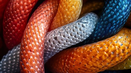 Fototapeta premium Intricate Colorful Rope Texture: Abstract Macro Photography