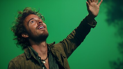 Man Reaching for the Sky: A Green Screen Portrait
