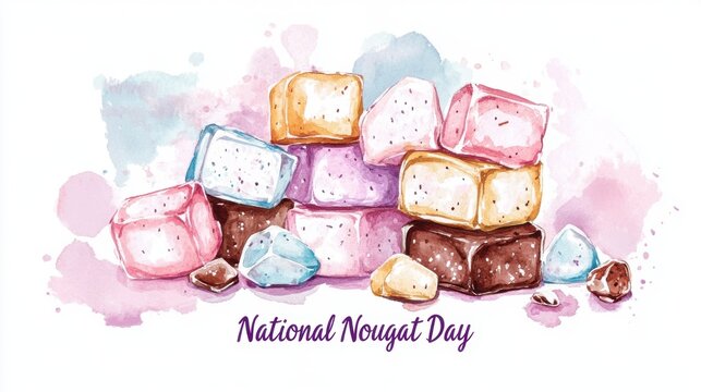 National Nougat Day Colorful nougat art for national nougat day celebration and design - Powered by Adobe