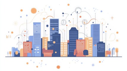 Abstract Digital Infrastructure with Flowing Patterns