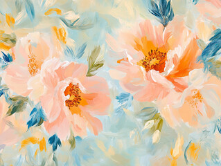Abstract oil painting flowers wallpaper, art oil painting background