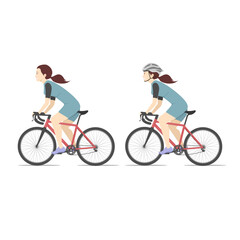 Fototapeta premium A beautiful girl riding a road bike. Vector illustration isolated on white background.