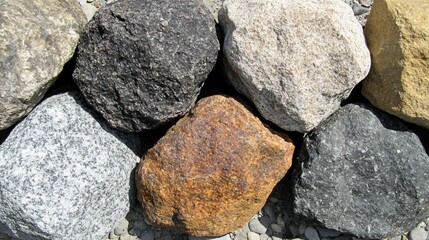 Collection of Colorful Granite Boulders Stones