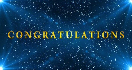 Gold Congratulations text animation on a bokeh background. Congratulations animation for the celebration, greeting card, online shops, advertisements, and social media.An Abstract Glitter BG.