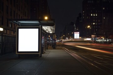 Obraz premium A Vibrant Advertising Display Brightening the Evening Street Scene