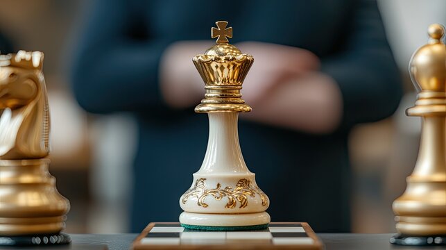 Elegant Golden King Chess Piece on Display