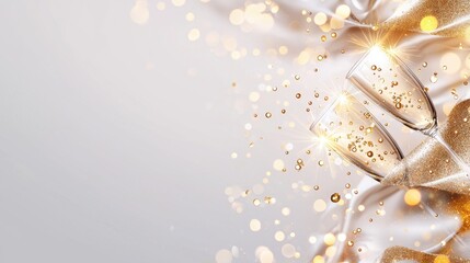 Glamorous Champagne Toast with Sparkles for Festive Celebration