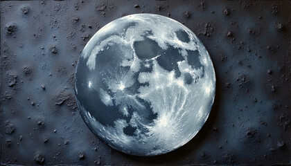 Textured moon art with craters on dark background