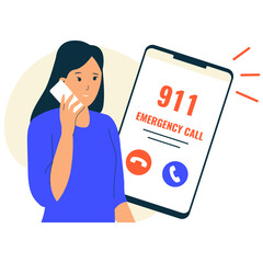 Emergency call concept illustration. Illustrations for websites, landing pages, mobile apps, posters and banners. Trendy flat vector illustrations