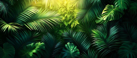 Lush green foliage creating a vibrant tropical atmosphere.