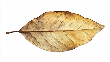 Dry yellow-brown leaves show the intricate and fascinating pattern of spring on a white background. Use for design and decoration.