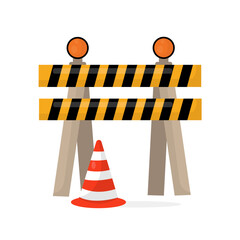 construction road barrier signpost vector. and traffic cones