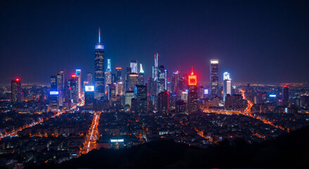 city skyline at night