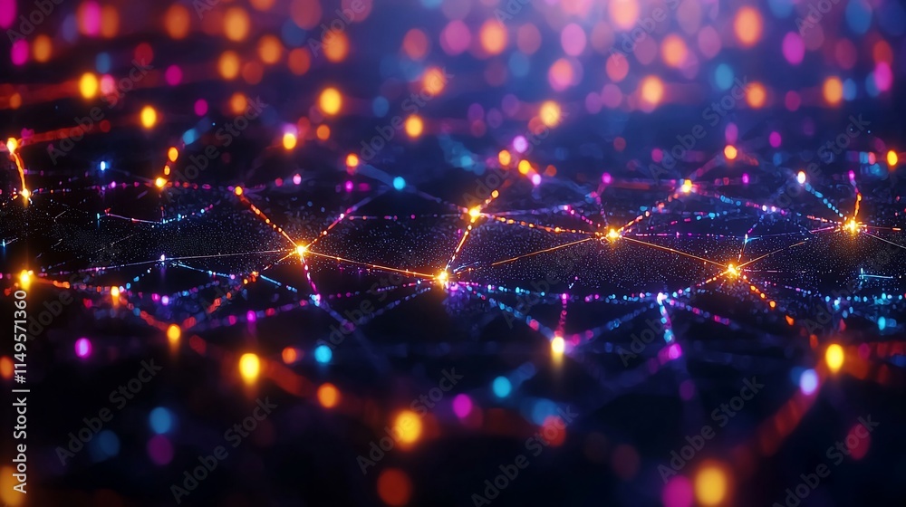 Aufkleber Abstract Network Of Illuminated Nodes And Connections