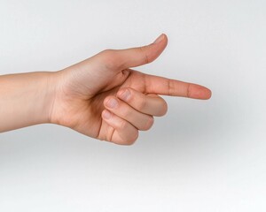 Pointing hand gesture with pointing hand in bright studio and isolated pointing hand for concept visuals ,minimal pointing hand ,gesture direction concept ,clean isolated gesture