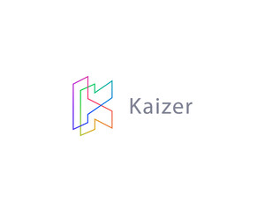 A letter K thin line logo. Universal minimalistic gradient monogram.  illustration.