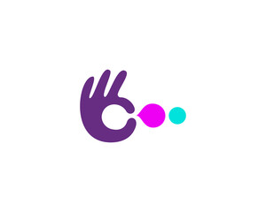 Ok sign logo design. Creative letter C and speech bubbles logotype. Approval positive communication symbol.  illustration.