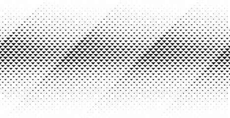 Geometric pattern of black triangles on a white background.Seamless in one direction.Option with an average fade out.The scale transformation method.