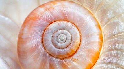 Macro View of Snail Shell with Spiral Texture and Color