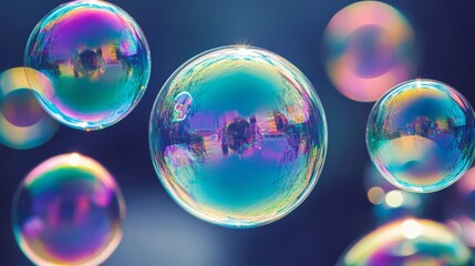 Vibrant Macro Shot of Colorful Bubbles in Liquid