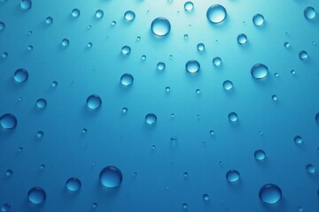 Shimmering Water Droplets on a Blue Background: A Stunning Close-Up of Freshness and Purity