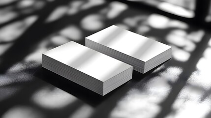 Minimalistic vertical business card mockup with soft shadows, exuding professionalism and elegance in a sleek composition.