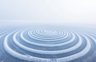 Obraz premium Stunning Aerial View of Frozen Lake with Concentric Circles Pattern in Winter