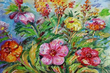 original oil painting color petal flower	