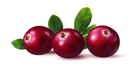Obraz premium Isolated Cranberry Illustration on White, Fresh and Healthy Holiday Berry, Symbol of Thanksgiving and Festive Season