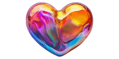 Vibrant Heart-Shaped Sculpture Reflecting Love and Joy in Colors PNG Transparent and White Background