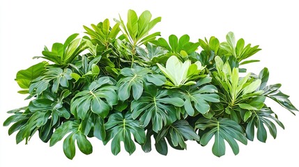 Obraz premium Exquisite Cut-Out of Lush Green Tropical Plants Bush, Capturing the Essence of a Verdant Paradise with Vibrant Foliage.