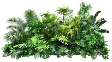 Exquisite Cut-Out of Lush Green Tropical Plants Bush, Capturing the Essence of a Verdant Paradise with Vibrant Foliage.