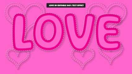 Love story glowing romantic red color editable 3d vector text style effect with red background

