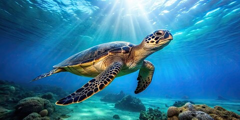 Hawksbill Sea Turtle in Indian Ocean, Indo-Pacific marine life