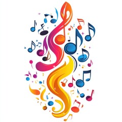 Colorful Music Notes Swirling In Abstract Design