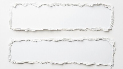 Fototapeta premium Torn Paper Frame Border White Background Texture