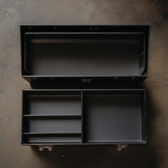 Obraz premium Matte Black Toolbox with Organized Three Tray System