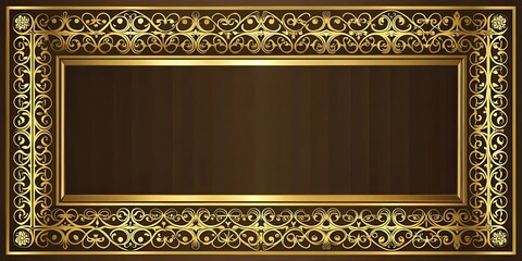 Obraz premium Golden Inlay Frame Background , golden inlay frame, luxurious gold background, metallic frame