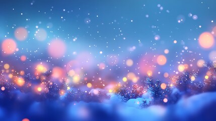 Obraz premium Winter city street with snow and bokeh lights. Christmas background.