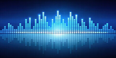Sound equalizer graphic on blue background, music equalizer, audio filter, sound wave