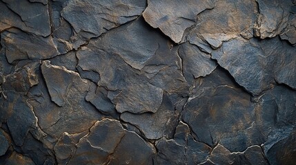 Fototapeta premium Natural Rugged Slate Texture Background with Cracked Stone Layers, Ideal for Geological and Abstract Design Projects