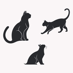 Cat Silhouette Vector Illustration – High-Quality Animal Clipart
