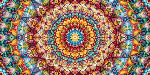 Geometric shapes in a kaleidoscope pattern , geometric patterns, abstract shapes, colorful