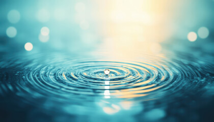 Artistic ripple effect in still water with soft glowing light, symbolizing importance of water conservation and awareness
