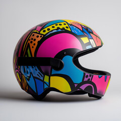 Fototapeta premium Skateboarding Helmet Featuring Bold Graphics for Safety and Style