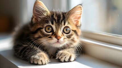 Cats on windowsills bask in warm sunlight, their playful eyes reflecting curiosity and calmness in a cozy setting.